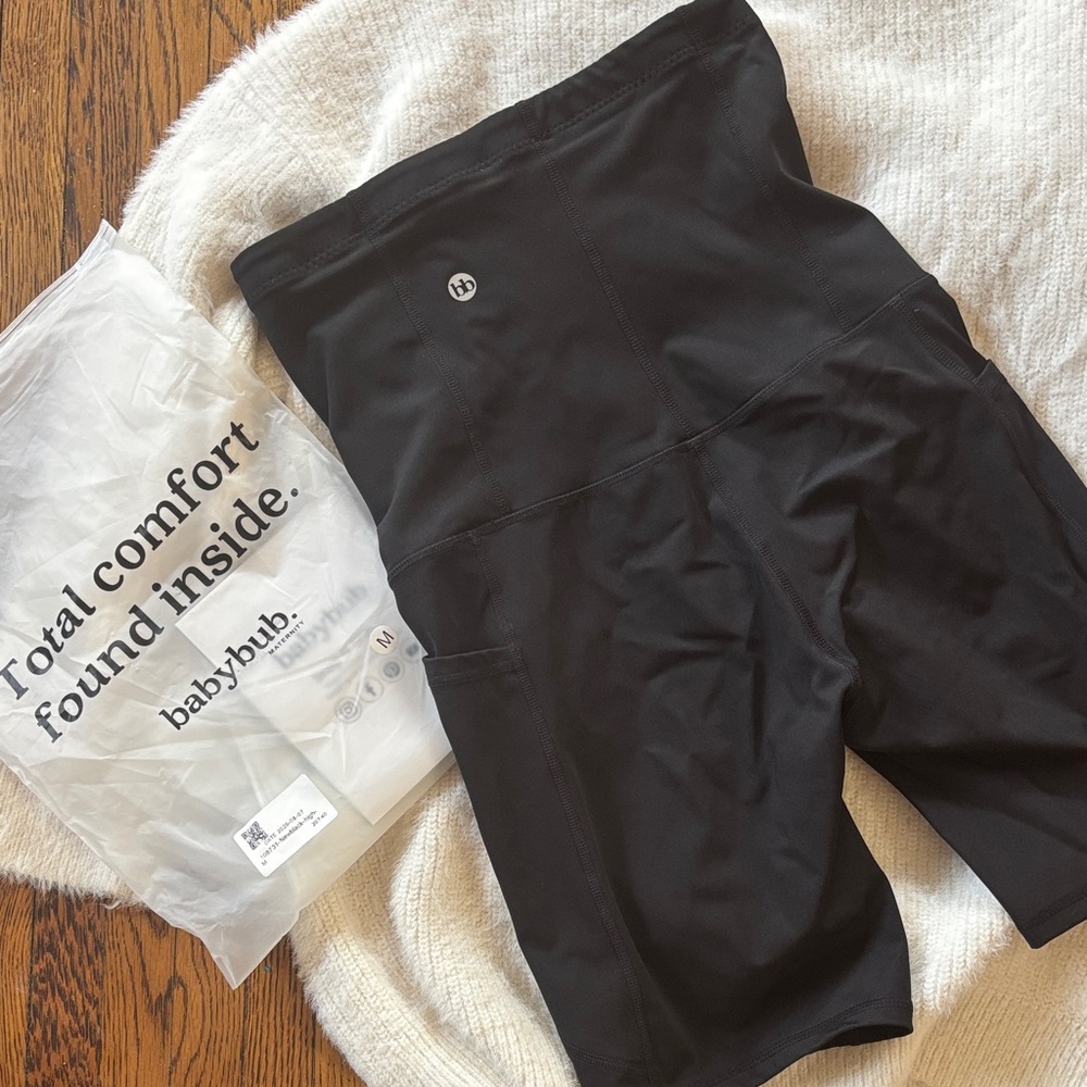 babybub High-Waist Black Biker Shorts and Pants Medium